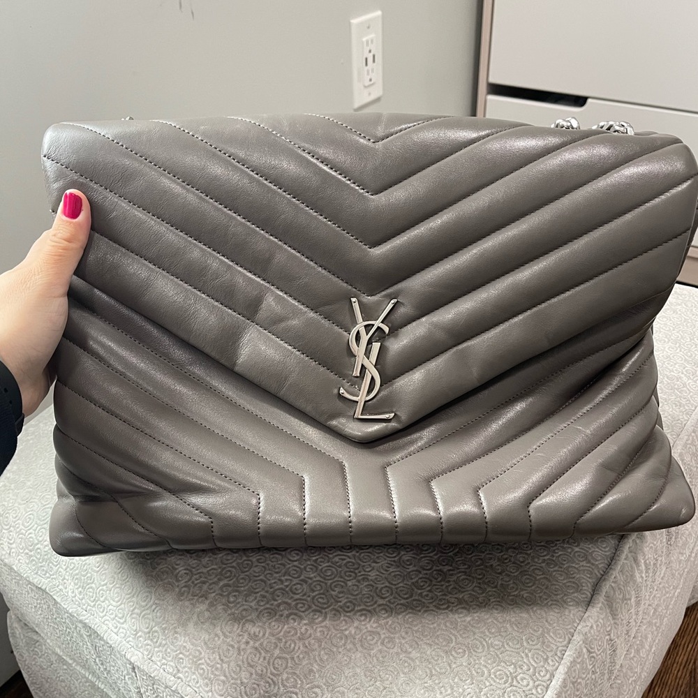YSL medium Loulou in grey leather